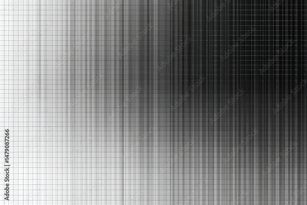 Poster abstract grayscale pattern with vertical lines and grid.