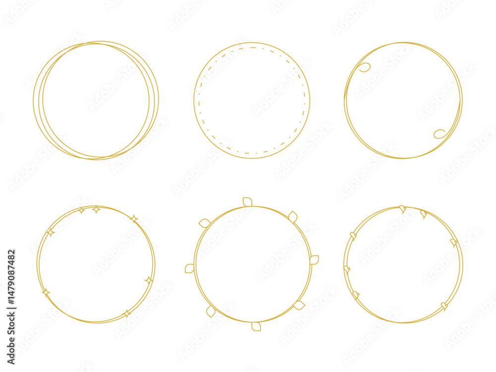 Poster set of graphic circle frames symbol icon design vector isolated transparent background