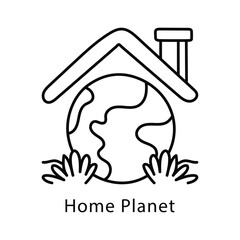 Home Planet Vector Outline Style Icon. Eps 10 file