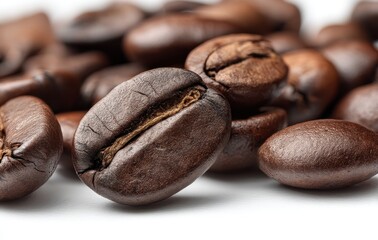 Fototapeta premium Close-up view of roasted coffee beans.