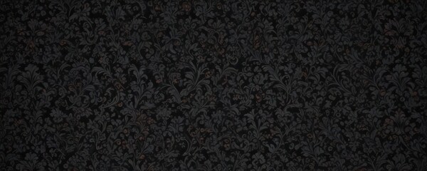 Fototapeta premium Intricate black damask wallpaper; seamless floral vines, gothic pattern, dark, elegant, luxury, graphic, ornate