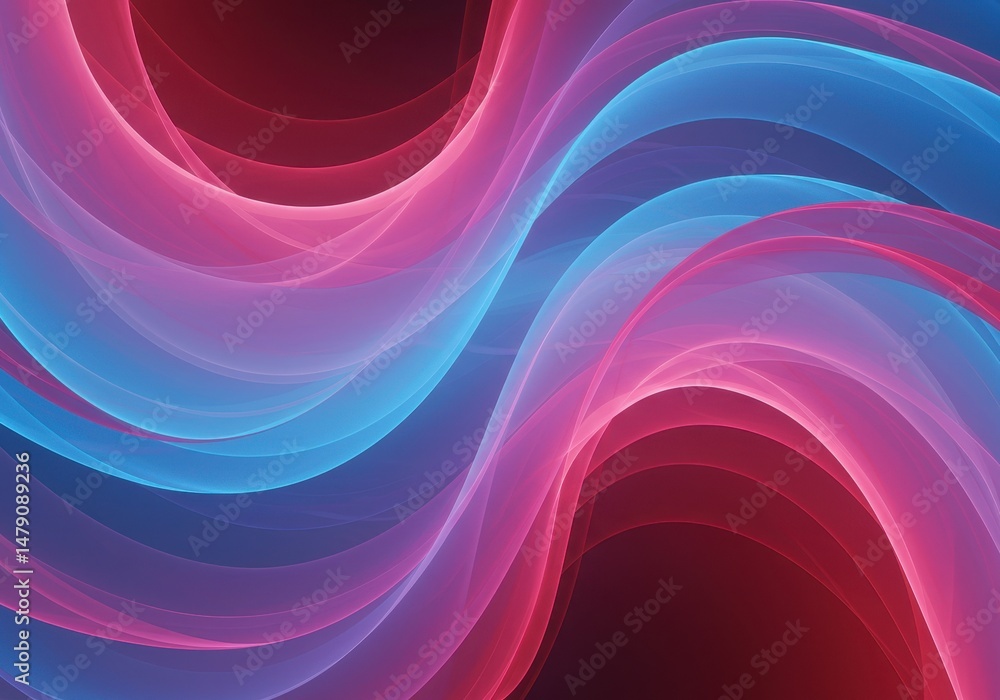 Poster abstract waves of pink and blue light create a flowing and colorful background design