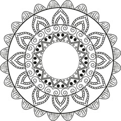 Mandala pattern for coloring on white background, Flower Mandala, Coloring book page, Relaxation traditional ornamental mandala