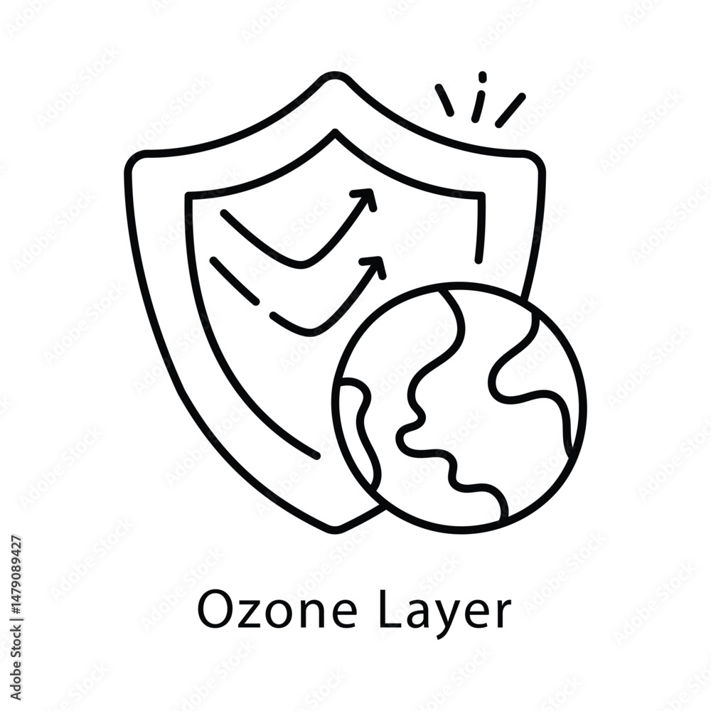 Poster ozone layer vector outline style icon. eps 10 file