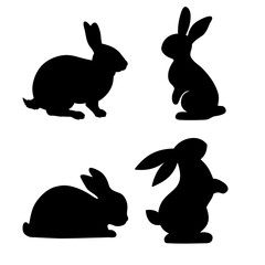 ilustration of silluette rabbits black and white