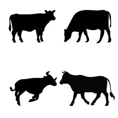 ilustration of silluette cows black and white