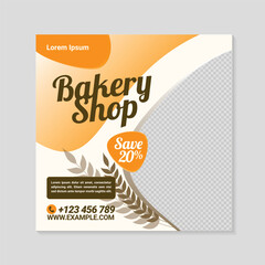 Square social media bakery shop banner, posting template, printing poster