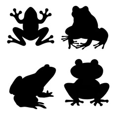 ilustration of silluette frogs black and white
