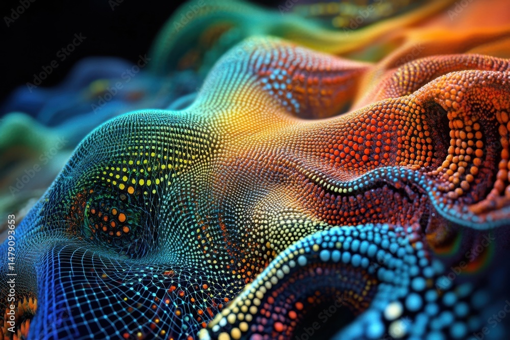 Poster abstract colorful network flows in organic shapes close up macro view vibrant background texture