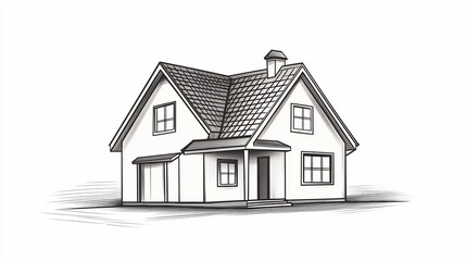 Fototapeta premium Sketch of a two-story house