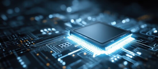 Fototapeta premium Close-up view of a central processing unit on a circuit board.