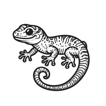 Line art of gecko cartoon vector