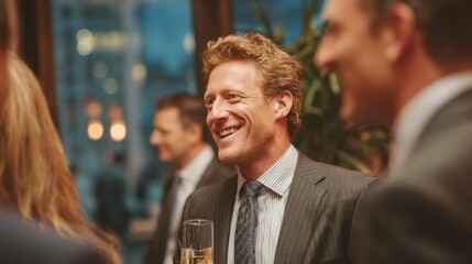 Professional gathering celebrating milestone in office party atmosphere