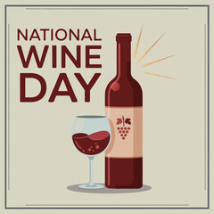 Elegant Red Wine Bottle and Glass Illustration for National Wine Day