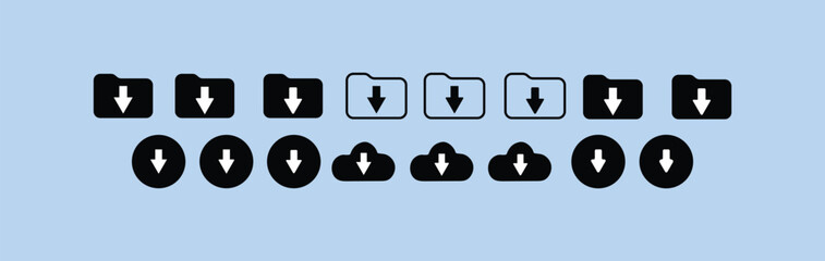 Download line icon set. Download Button Set Vector 