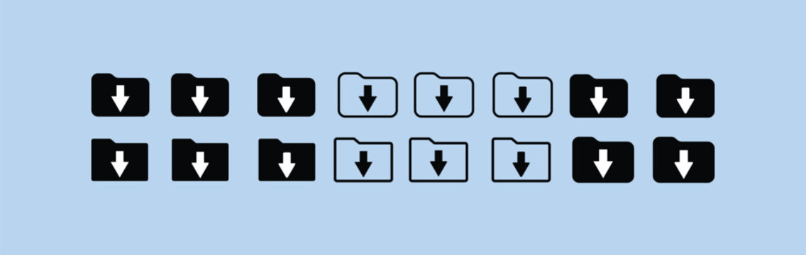 Download line icon set. Download Button Set Vector 