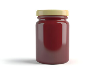 Red berry preserve in glass jar
