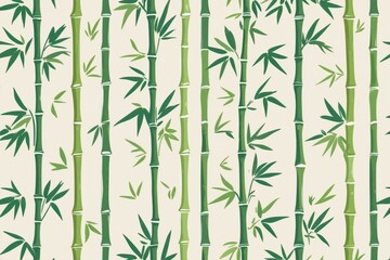 Obraz premium Seamless pattern of green bamboo plants. Ideal for nature themed designs, Asian inspired backgrounds, wallpaper, packaging, and stationery projects.