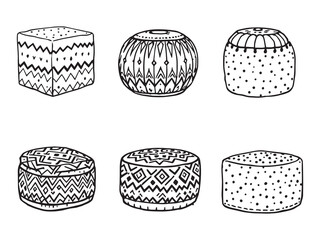 Storage Ottoman Line Drawing Collection
