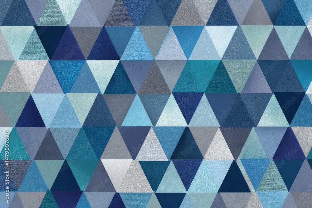 Aufkleber geometric pattern of overlapping triangles in cool blues and grays.