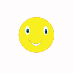 Smiling Yellow Emoji Face with Cute Eyes on Light Background