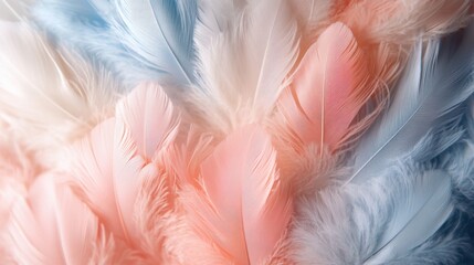 Fototapeta premium Pastel Pink and Blue Feathers Soft Texture Background