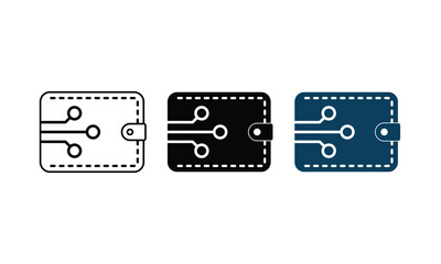 Digital wallet. E-wallet. Online payment by digital wallet. money transaction, e-commerce. Circuit board pattern background. Vector illustration.
