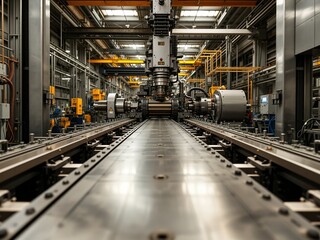 Naklejka premium Steel Mill Production Line - Industrial Manufacturing Process