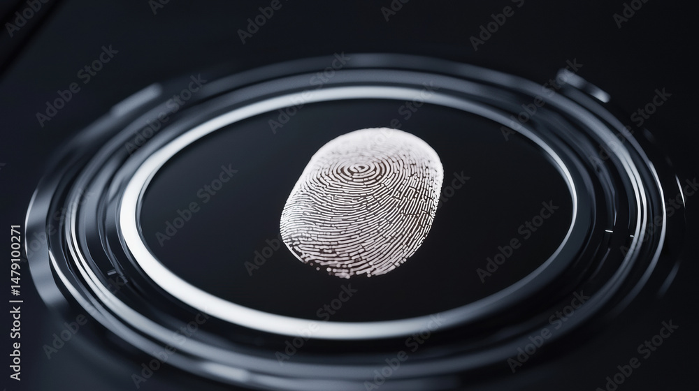 Aufkleber glowing fingerprint is displayed on a circular digital scanner, symbolizing biometric security and i