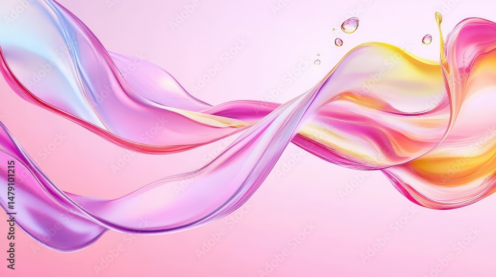 Poster bold violet fluid flows smoothly across frame, creating abstract waves and silky sheen
