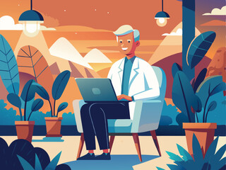 un impiegato al lavoro col suo computer portatile 03