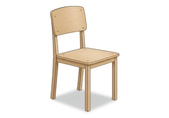 Fototapeta premium Simple Wooden Chair Scandinavian Design Home Furniture