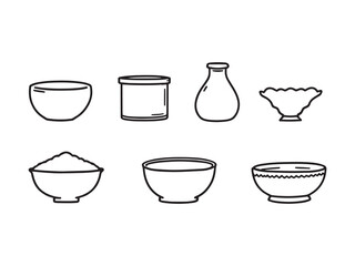 Clear Sugar Bowl Vector Line Set