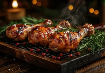 Naklejka premium Roasted Chicken Legs with Rosemary and Peppercorns