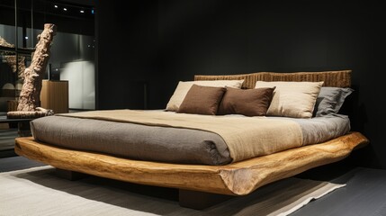 Bed made of natural materials with elegant simplicity
