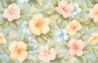 Large Watercolor European Vintage Floral and Butterfly Pattern for Curtains, Wallpaper and Wrapping Paper