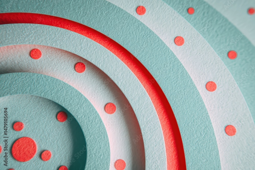 Poster abstract design with concentric circles and dots.