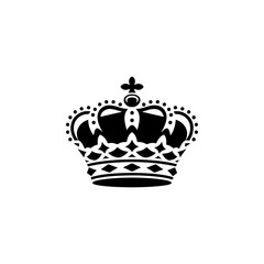 Illustration of king crown in monochrome style. Design element for logo, emblem, sign, poster, t shirt. Vector illustration