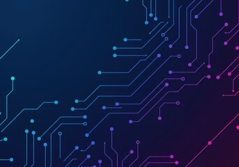 Obraz premium Abstract circuit board design with blue and purple gradient background