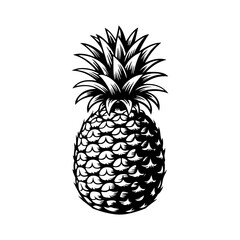 Obraz premium illustration of pineapple in engraving style. Design element for poster, label, sign, emblem, menu. Vector illustration