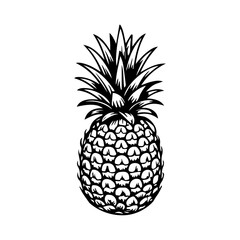 Obraz premium illustration of pineapple in engraving style. Design element for poster, label, sign, emblem, menu. Vector illustration