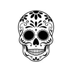 Illustration of mexican sugar skull. Day of the dead. Dia de los muertos. Vector illustration