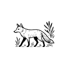 Fototapeta premium Explore the serene beauty of wildlife with this elegant fox vector illustration, featuring intricate line art and natural elements. Perfect for nature-inspired designs and eco-friendly projects.