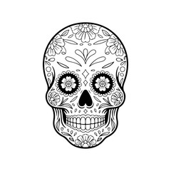 Illustration of mexican sugar skull. Day of the dead. Dia de los muertos. Vector illustration