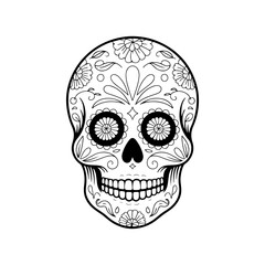 Illustration of mexican sugar skull. Day of the dead. Dia de los muertos. Vector illustration