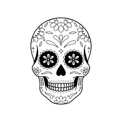 Illustration of mexican sugar skull. Day of the dead. Dia de los muertos. Vector illustration