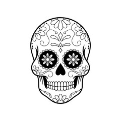 Illustration of mexican sugar skull. Day of the dead. Dia de los muertos. Vector illustration