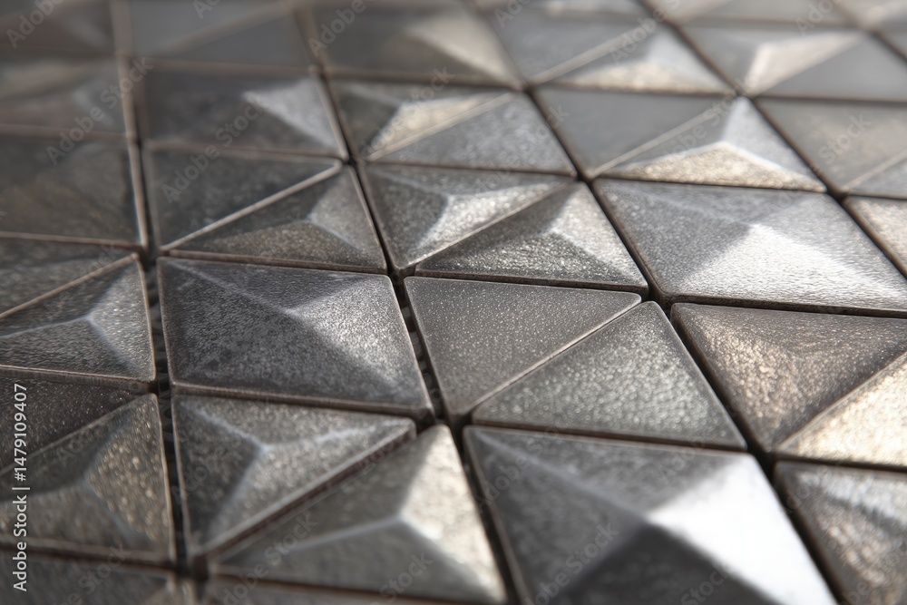 Aufkleber close-up view of a textured triangular tile pattern.