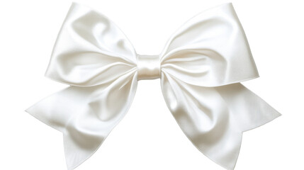 Naklejka premium elegant white satin bow with symmetrical loop on white background