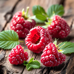 Set of natural and fresh raspberry fruit